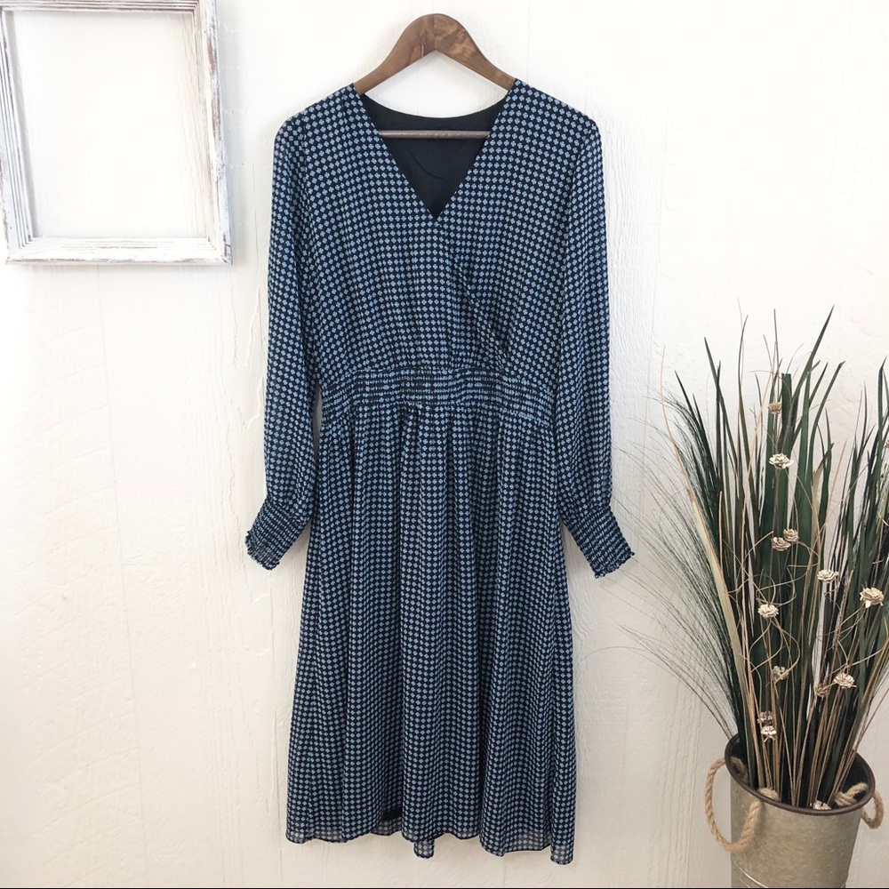 Who What Wear Blue Print Mid Dress